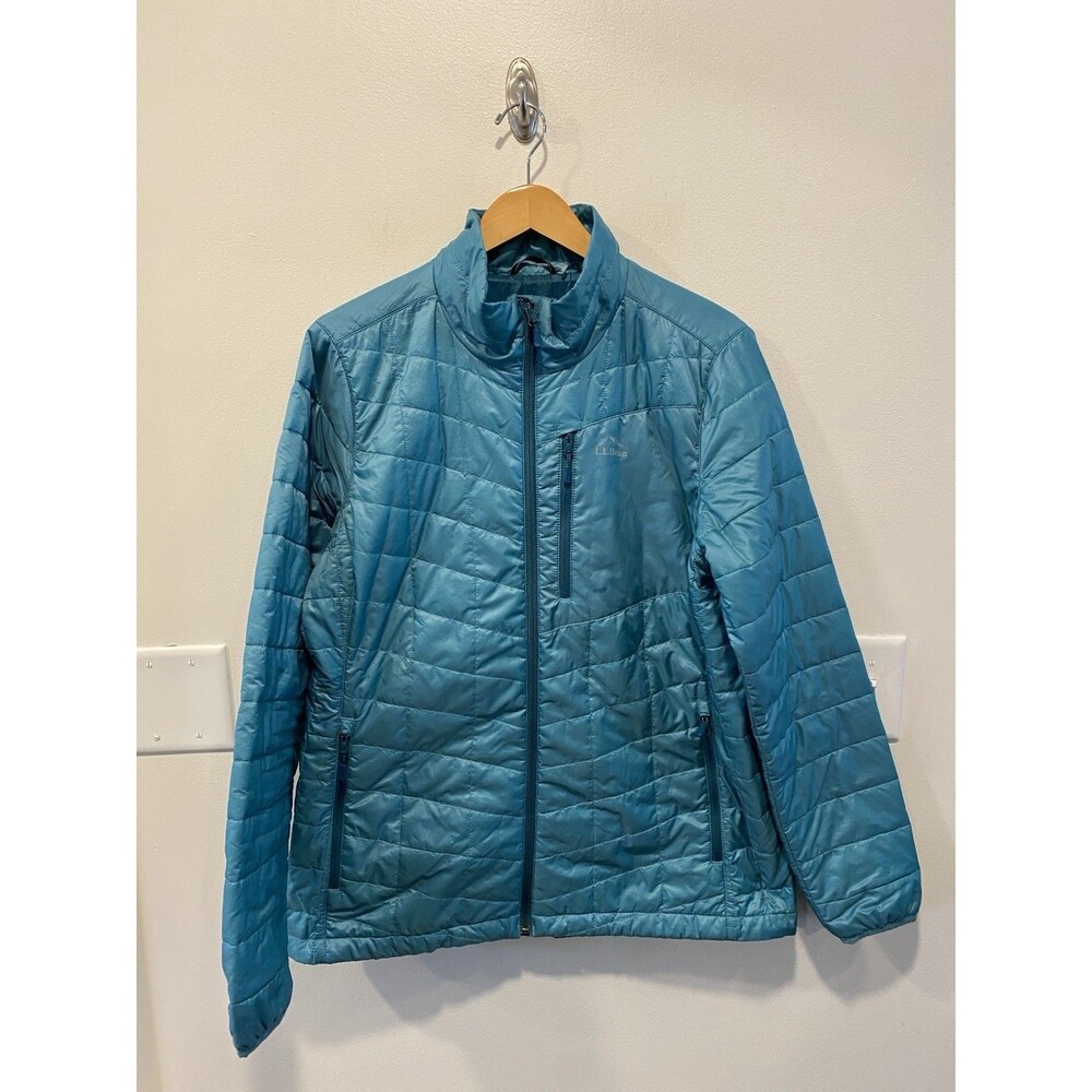 L.L. Bean Women's PrimaLoft Packaway Jacket Large Aqua Blue Outdoor lightweight